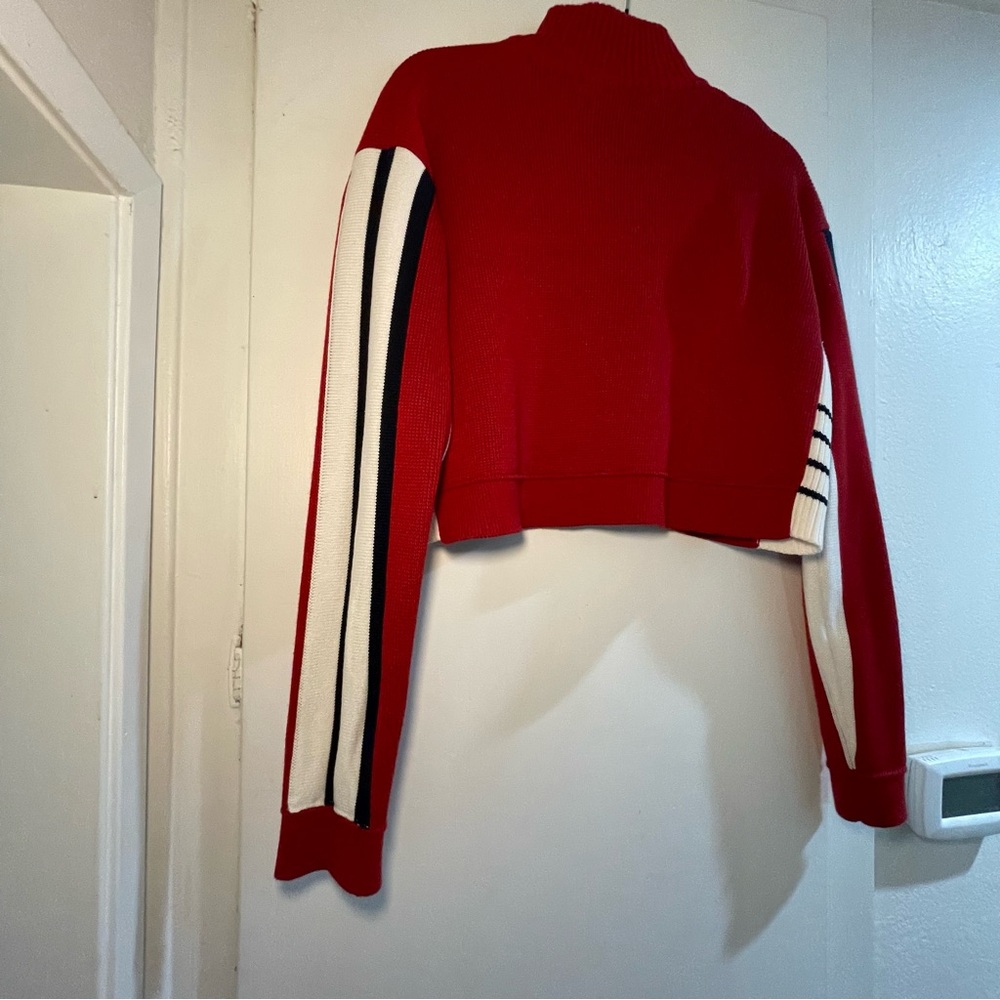 Rare Brandy Melville Red Cropped Quarter-zip Sweater Size L - Picture 6 of 14